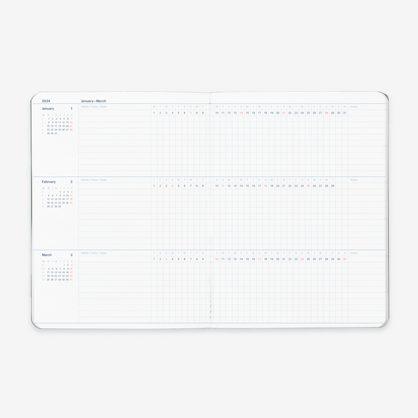 2024 Horizontal Half-Year Planner Refill (January-June)