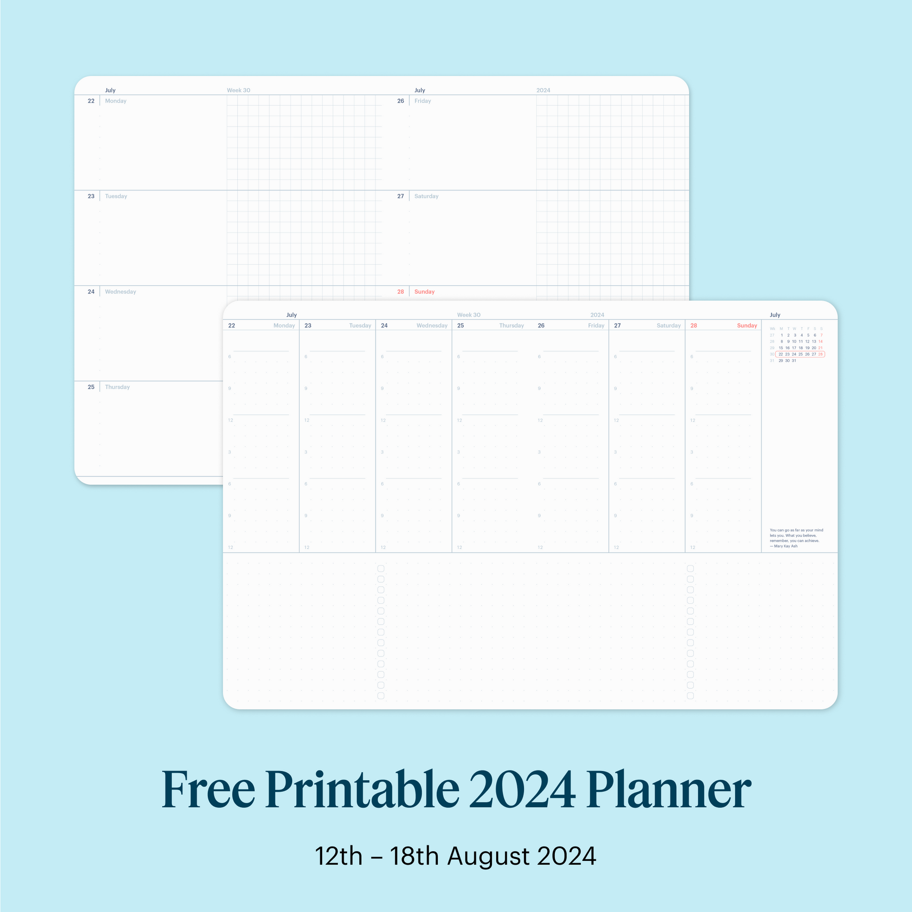 2024 Planner Free Printable Downloads Week 33