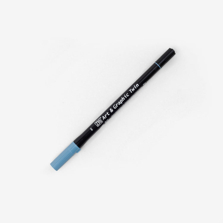 Kuretake Art & Graphic Twin Pen - Blue Gray