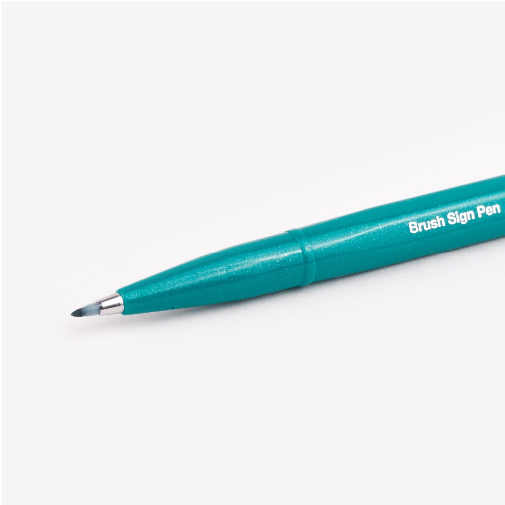 Pentel Fude Touch Brush Sign Pen Turquoise Green